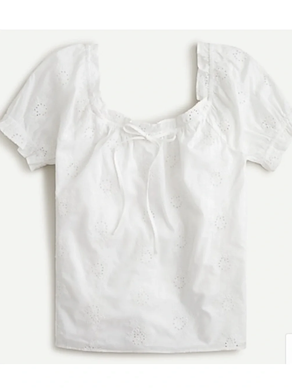 J Crew Square Neck Top Embroidered Eyelet Blouse Shirt SMALL AN408 Short Sleeve